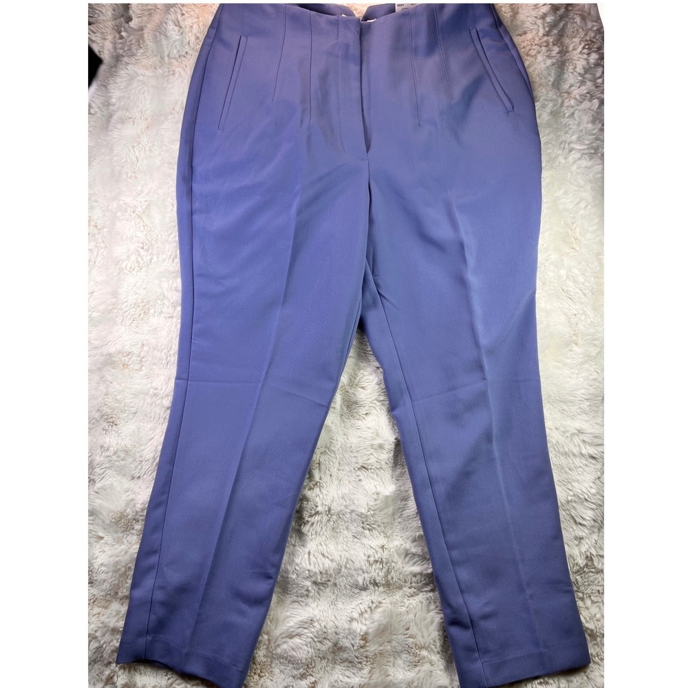 Nine West Womens Curvy Tapered Dress Pants Blue High Rise Pleated Size 14 NWT A8